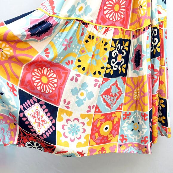 NWT Carolina K Debra Maxi Dress/Cover Up in Terracotta Tile Pattern, Sz S - Picture 9 of 12